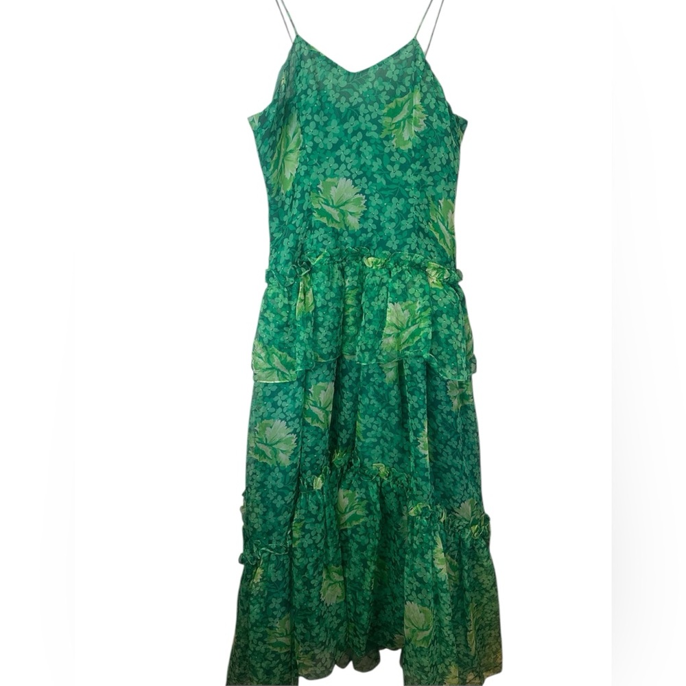 Elegant Green Floral Dress